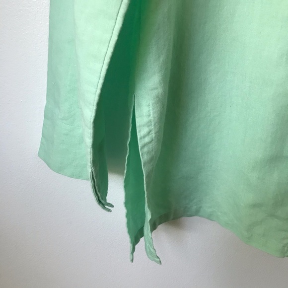 Mint Green Linen Blend Button Down Large - Picture 5 of 9